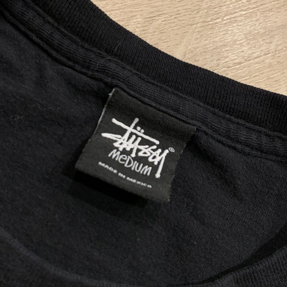 Vintage Stussy Floral 8-Ball T-Shirt Mens Medium M Black Eight Ball Graphic Logo - Picture 3 of 7